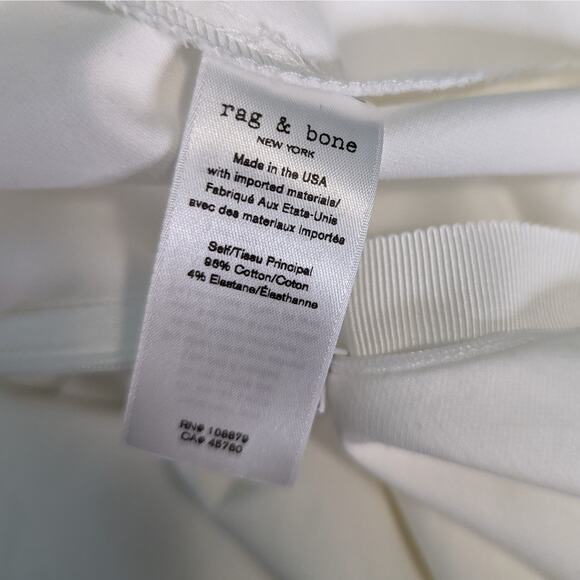 Rag & Bone Simone Snap White Ankle Pants Back Zip Cropped Slim Fit Size 6 - Picture 5 of 11